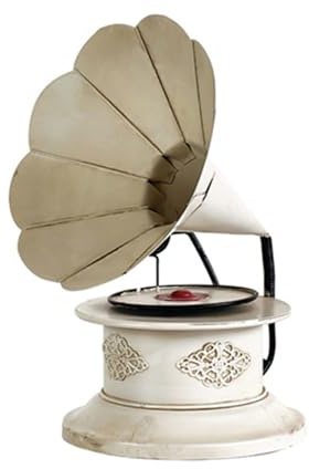 GMBYLBY Fonógrafo de metal hecho a mano con gramófono coleccionable, adorno decorativo para el espacio de estar, nostálgico, decoración interior del hogar, decoración de estante de gramófono vintage