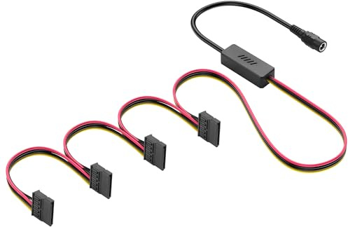 SinLoon DC5525 to SATA IDE Hard Drive Power Supply Cable DC 5.5x2.5mm Female to SATA Female Extension Cable with Step-Down Voltage Regulator (1 to 4)