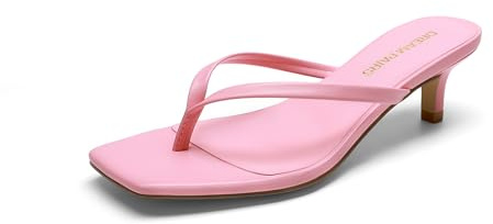 DREAM PAIRS Women's Flip Flop Kitten Heel Sandal,Pink,8.5