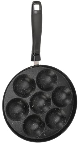 BONKZEBU Nonstick 7-håls äggpanna för Hemköket Frukosttillverkning, Värmebeständigt Handtag, Maifan Stenbeläggning, 10,2 Tum Omelettpanna Av Rostfritt Stål, Pannkakspanna, Hamburgerpanna för Enkel
