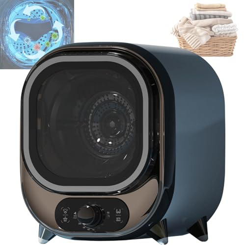 Electric Portable Clothes Tumble Condenser Dryer, Portable Condenser Tumble Dryer, with Dual Temperature Control Probe, for Counter Top or Wall Mounted Use for Small Spaces ElectroplatedBlue