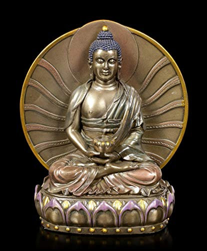 Amitabha - Figura decorativa de Buda (bronce y coloreado, altura: 15,5 cm)