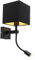 Qazqa - Moderne Wandleuchte schwarz mit USB und quadratischem Schwarzschirm - Zeno I Wohnzimmer I Schlafzimmer - Stahl Quadratisch I Würfel - LED geeignet E27