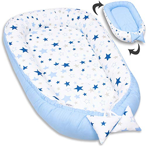 PaLulli Milkyway - Nido de peluche para cuna (2 caras, 100% algodón), diseño de capullo