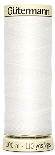 Gutermann Sew-All General Purpose Polyester Thread for Hand or Machine Sewing, Embroidery and Stitching - Colour WHT - 1 x 100m Spool