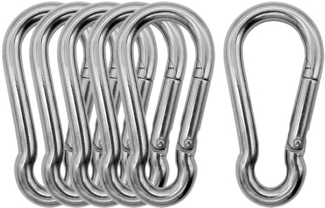 Outmate Marine Grade 316 Stainless Steel Carabiners -2.36 inch Heavy Duty, Durable & Rust-Free Clips for Gym, Swing, Dog Leashes, Hammocks, Keychains, and More(316,M6,Pack of 6)