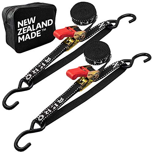 Boat Tie Down Straps to Trailer (Pack of 2) - 2,400lbs Break - 1 x 4’ Heavy Duty Ratchet Boat Straps - UV Treated - Made in New Zealand
