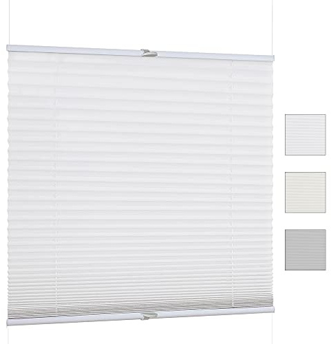 iomangio Plissee ohne Bohren - Plissee lichtdurchlässig 70cm x 130cm Weiß als Sicht- und Sonnenschutz - Klemmfix Fenster Plissees innen ohne Bohren – einfache Montage inkl. Zubehör