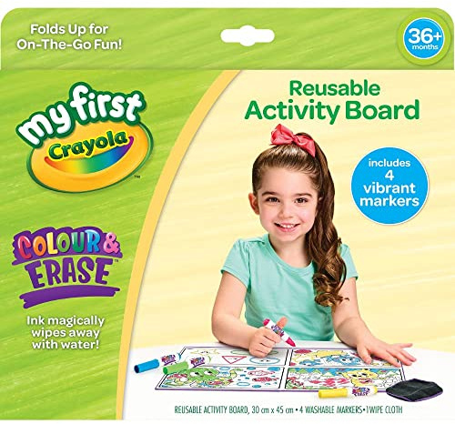 CRAYOLA MyFirst Colour & Erase Reusable Activity Board (Includes 4 Washable Markers) | Lets Kids Create & Erase Over Again | Ideal for Kids Aged 3+