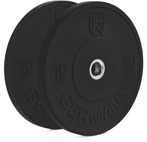 HQ Germany® Hantelscheiben 50mm [Set/Paar 5-25kg] - Training Vollgummi Bumper Plates 10kg - Hantelscheiben Set 50mm, Gewichtsscheiben, Gewichte, Weight Plates nach IWF Standard