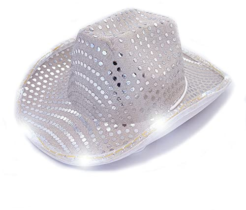 Led hatt cowboy paljett party keps blinkande ljus dansfest cowboy till jul halloween födelsedag bröllop festival fest