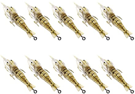 Anzuelos para camarón | 10 Cebo Artificial | cebos biónicos Pescado, anzuelos gamba, sin Malas Hierbas para bajo, Pesca en Agua Salada Agua Dulce