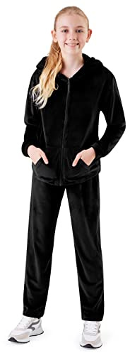 CityComfort Tuta Bambina Ragazza Velluto 5-14 Anni (Nero, 7-8 Anni)