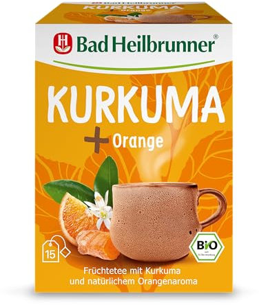 Bad Heilbrunner Kurkuma+ Orange Tee – Bio-Kräutertee mit Kurkuma und Orangenschalen, verfeinert mit Rooibos, (5 x 15 Filterbeutel)