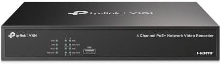 TP-LINK VIGI NVR1004H-4P 4-Kanal-PoE+ Netzwerk-Videorekorder, 247 kontinuierliche Aufnahme, 4K-HDMI-Videoausgang und 16 MP Dekodierungskapazität (LD)
