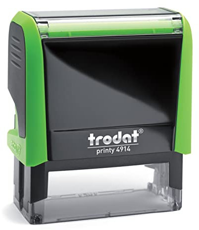 Trodat - Printy 4914 apfelgrün - Selbstfärbender Stempel personalisiert mit Wunschtext – individuell als Namensstempel, Adressstempel, Firmenstempel & Co einsetzbar (64 x 26 mm | 7 Zeilen)