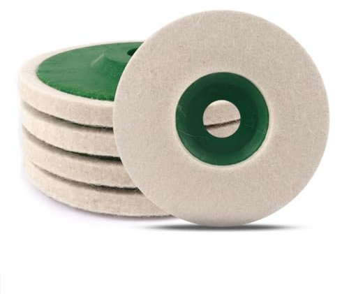 ATOPLEE Wolle Polierscheibe, 5 Stück 125mm DIA Polierscheibe für Winkelschleifer, Wolle Filz Polierscheibe für Metall, Marmor, Holz (Lochdurchmesser:22mm)