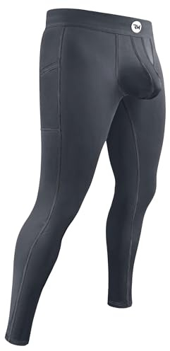Real Men D Pouch Compression Pants, Yoga Pants, Tights, Base Layer Men Cold Weather, D Pouch 1 Pack - Grey W Grey Stitch, Medium