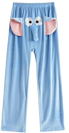 FGFD&OU Pantalon de Pyjama Homme et Femme Drôles Pantalon Unisexe Bas de Pyjama à Vêtements de Détente Maison Automne/Hiver, Cadeaux Drôles (Bleu, S)