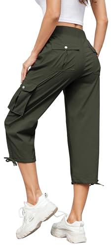 Hormtaer byxor dam 3/4 sommar casual cargobyxor capribyxor joggingbyxor bekväm stretch lätt utomhus sport resa vandringsbyxor med 6 fickor