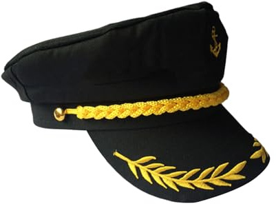 Lezevn Captain Hat Retro Nautical Hat Headwear Adjustable Yacht Captain Cap for Sailor Costume Dressing Up Party Accessory