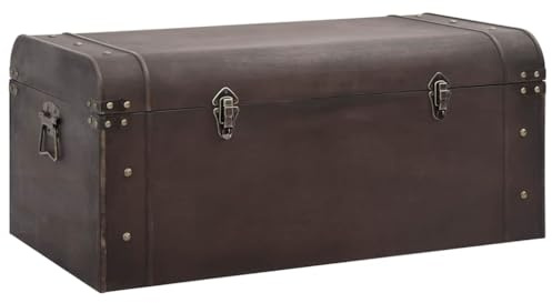 vidaXL Scrigno Tesoro Chiusure Marrone Scuro 90x50x39,5cm Compensato, Scrigno del Tesoro in Legno, Baule del Tesoro, Contenitore Porta tesori