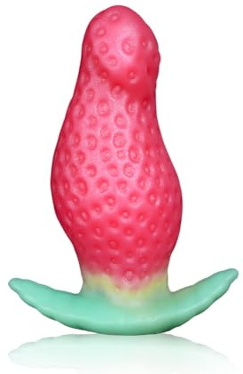 Roluck Plug Anal Simulé en Silicone Liquide Forme de Fraise, avec Base, Gode Anal pour Stimulation de la Prostate, Sextoys pour Hommes, Femmes et Couples (S)