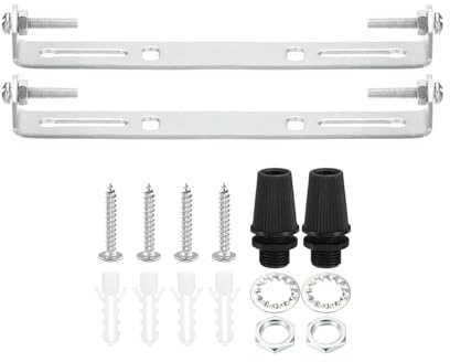 TOP-VIGOR 2Sets Light Fixture Ceiling Bracket, 120mm Ceiling Light Plate Kit, Light Fixture Mounting Bracket Plate Steel Crossbar for Home Office Pendant Wall Light, with Screw Washer Nut
