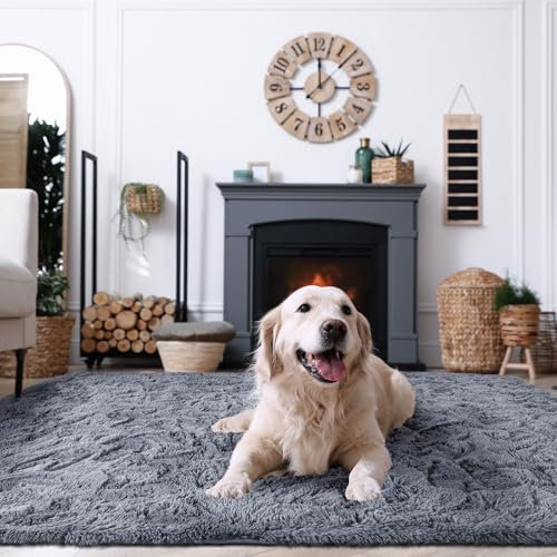 XSIVOD Alfombra mullida de pelo largo gris, lavable, 80x160 cm, antideslizante, extra grande, para dormitorio y habitación de niños