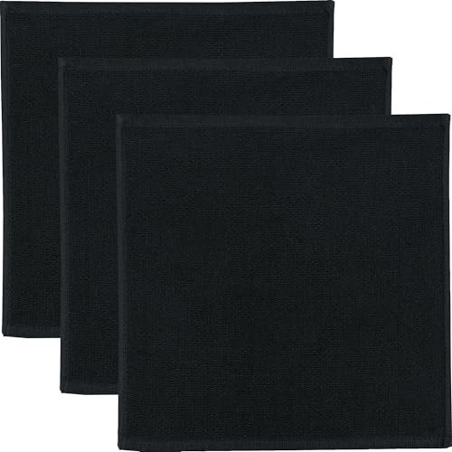 Erwin Müller Reinigungstuch, Putztuch, Putzlappen, Spültuch 3er-Pack schwarz Größe 25x25 cm - 100% Baumwolle, zum Spülen oder Staubwischen, robust und langlebig, mit Frottierseite