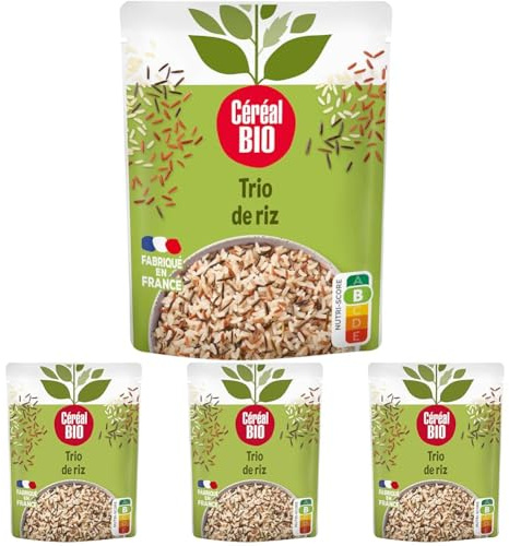 Céréal Bio Trio de Riz - Sachet Micro-ondable, Rapide à Réchauffer - Végan et Bio - 220g - 209477 (Lot de 4)