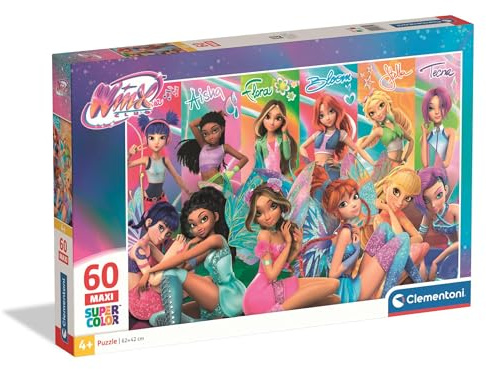 Clementoni - Puzzle per Bambini 60 Pezzi Supercolor, per Bambini 4+ Anni, Illustrazione con Personaggi dal Cartone Winx Club, Idea Regalo, Made in Italy, 62x42 cm, 26301