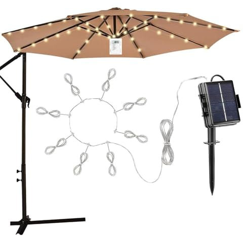 Lámpara Solar para Sombrilla de Jardín Luz LED Decorativa Recargable