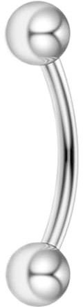Gojewen 925 Sterling Silver Curve Barbell Piercing Vertikal Ögonbryn Labret Läppstift 16G Rook Piercing 6/8/10 mm, Silver
