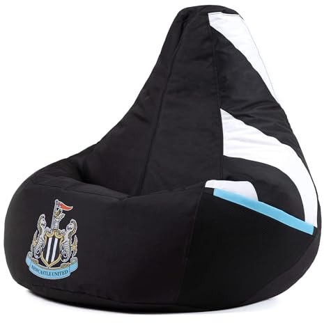 icon Official Licenced Newcastle United Bean Bag, Black & White, Water Resistant Fabric, Football Beanbag for Indoor and Outdoor Use with Filling Included, Newcastle United Gifts