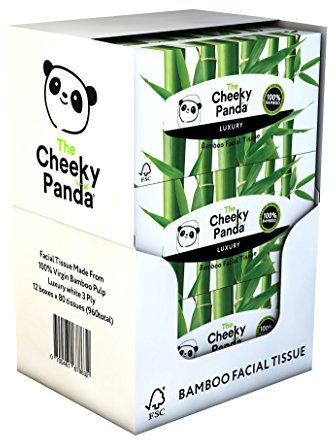 The Cheeky Panda Fazzoletti di Carta | 12 Scatola - 80 Fazzoletti per Scatola | Realizzati in bambù | 3 Veli
