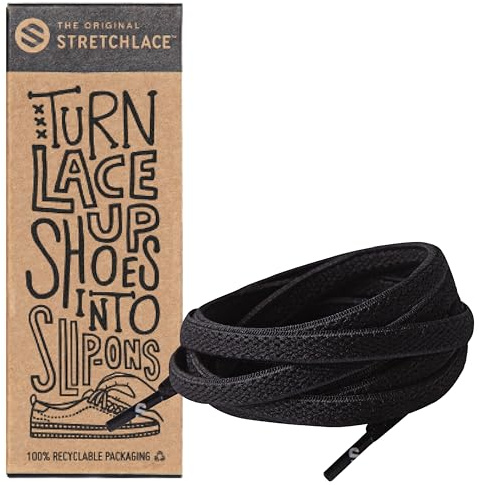 THE ORIGINAL STRETCHLACE | Elastic Shoe Laces | As Seen on Shark Tank | Flat Stretch Shoelaces 40 Inches (101 cm), Black