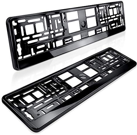 schildEVO 2 Kennzeichenhalter | SCHWARZ Hochglanz Metallic | Klavier-Lack Look | Nummernschildhalter | Kennzeichen-Halterung | DHL-Versand