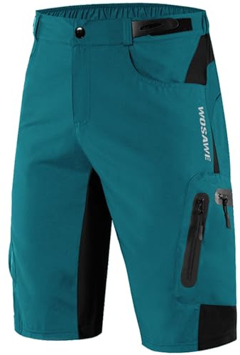 WOSAWE Pantalones Cortos de Ciclismo, Hombres Pantalones Sueltos Transpirables para Bicicletas, MTB, Running, Fitness, Deportes al Aire Libre (BL132 Navy XXXL)