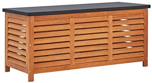 vidaXL Legno Massello di Eucalipto Cassapanca da Giardino Contenitore Portaoggetti da Esterni Baule per Patio Panca Arredo da Giardino 117x50x55 cm