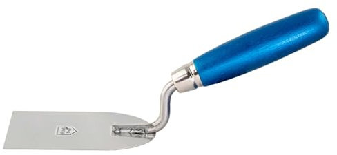 TRUFA Gipserspachtel rostfrei mit Holzgriff Blau, 4cm Stuckateurspachtel, Spachtelkelle, Glättekelle, Edelstahl, Werkzeug zum Verputzen, Made in Germany
