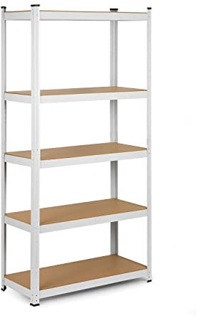 Humberg Regal Kellerregal Lagerregal Schwerlastregal mit Stahlgestell Metall Belastbar bis 875 kg 5 Ablagen 30 x 90 x 180 cm Weiß