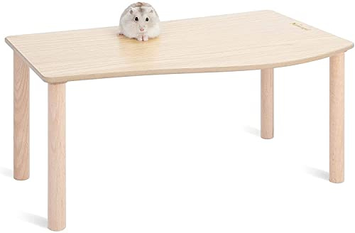 Niteangel Plateforme de jeu en bois pour hamsters syriens, gerbilles, souris, dégus ou autres petits animaux de compagnie, ondulée, 17,8 cm (H), brun clair (Burlywood)
