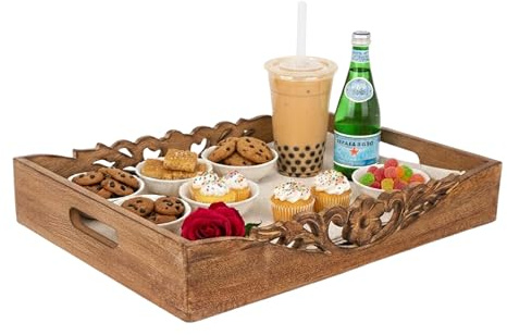 Mela Artisans Orchid Mango Wood Serving Tray - Medium Burnt, 16x12 in
