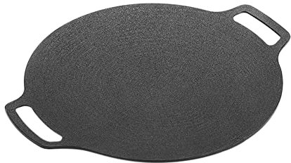 NATHA SartéN de Hierro Fundido de 35Cm de Espesor Plancha para Tortitas Parrilla Antiadherente para Barbacoa, Cocina de InduccióN, Olla de Cocina con Llama Abierta