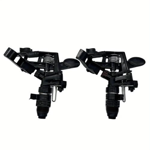 2 aspersores de impacto de plástico negro de rosca macho de 1,27 cm para riego de jardín