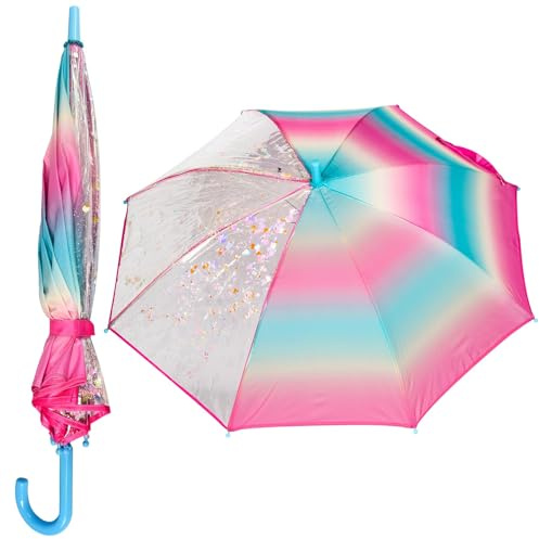 A2Z 4 Kids Girls Stick Umbrella Walking Umbrellas for Rain Windproof Waterproof Brolly - Umbrella Rainbow