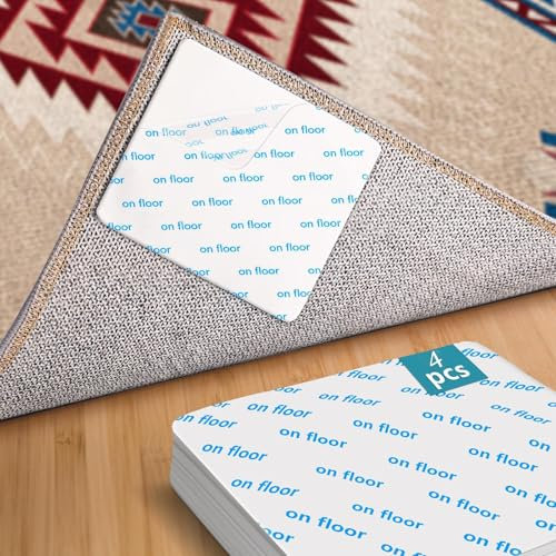 Rug Pads Grippers, Washable & Reusable Rug Grippers for Laminate,Anti-Slip Grippers for Carpet Grips Mat on Tile Floor (4)