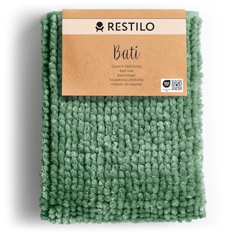 RESTILO Badematte 60 x 90 cm Badteppich Badvorleger rutschfest Bati Grün