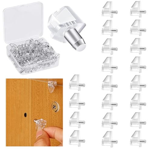20 Pack 5mm Shelf Support Pegs, Clear Plastic Replacement Pins,Support Cabinet Shelf Pins,for Cabinet, Bookshelf, and Furniture